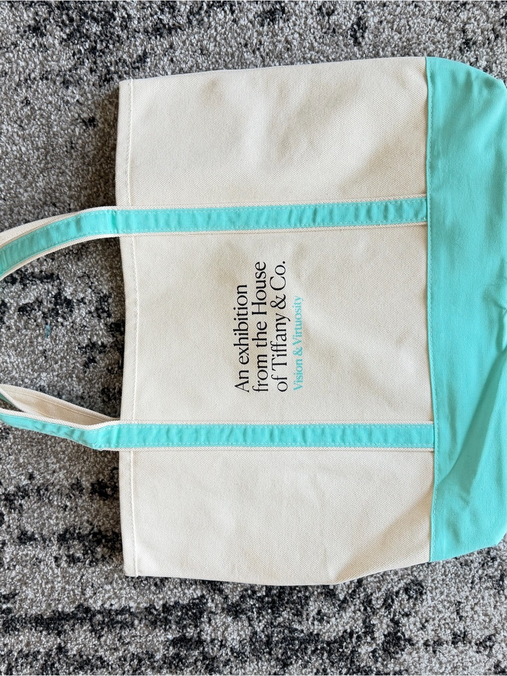 Tiffany & Co. Cream and Turquoise Canvas Shoulder Tote